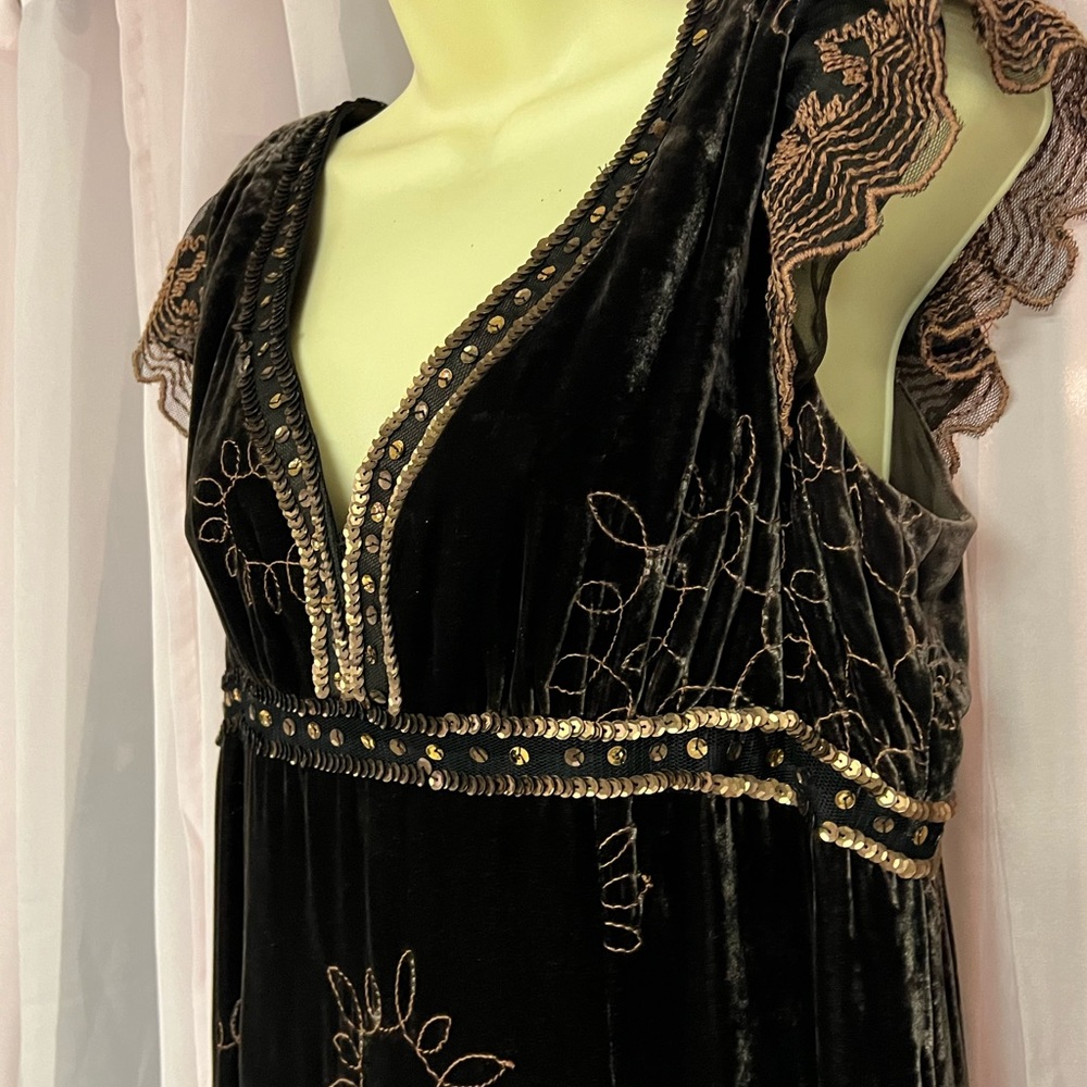 Nanette Lepore velvet beaded embroidered boho midi dress perfect 10